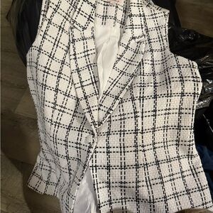 Nanette Lepore Black and White Plaid Blazer